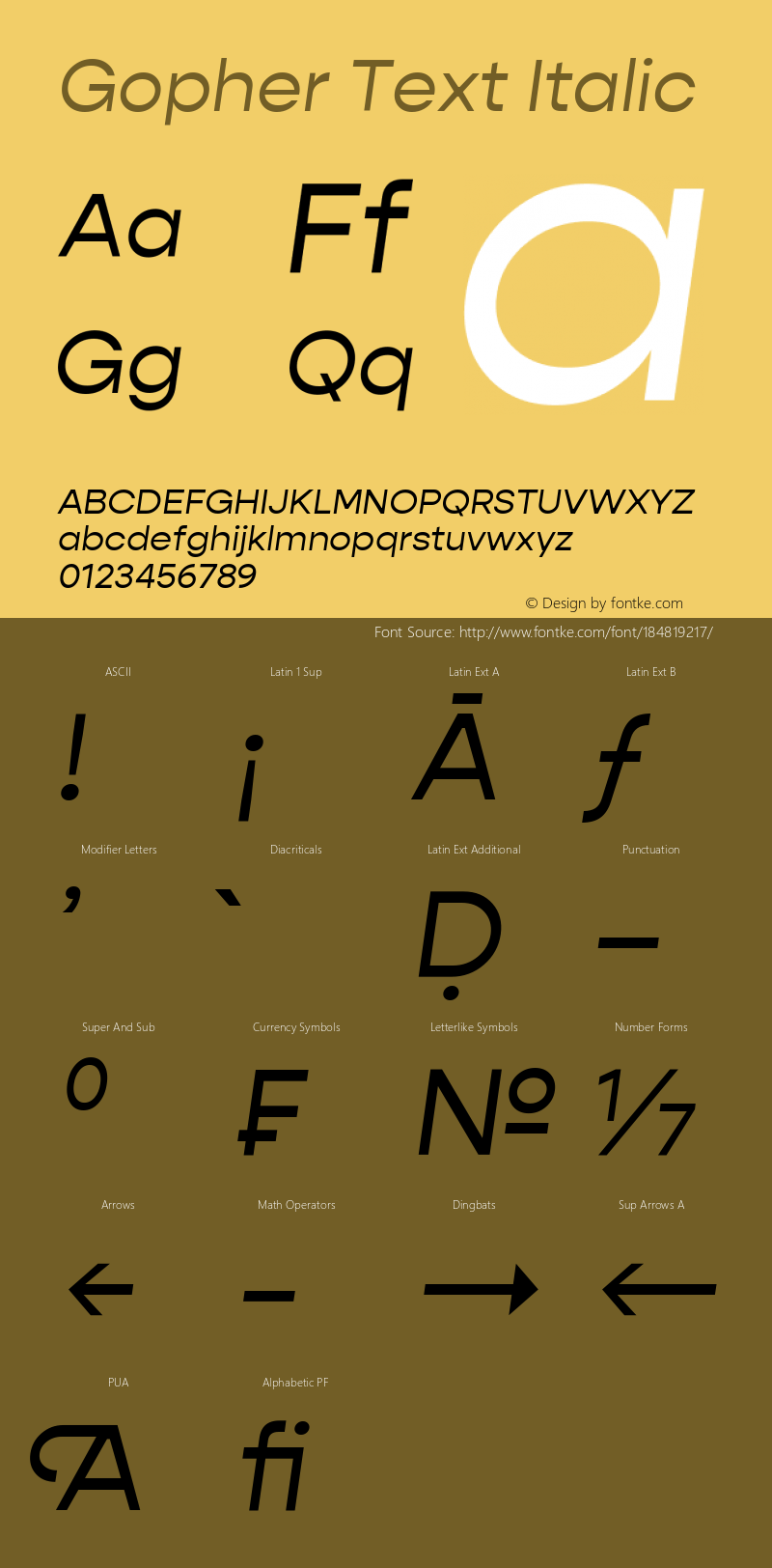 Gopher Text Italic Version 1.000;PS 001.000;hotconv 1.0.88;makeotf.lib2.5.64775图片样张