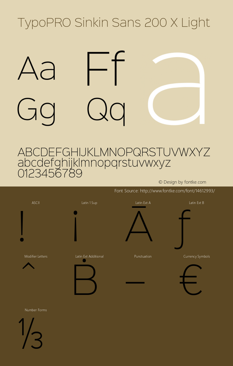 TypoPRO Sinkin Sans 200 X Light Sinkin Sans (version 1.0)  by Keith Bates   •   © 2014   www.k-type.com图片样张