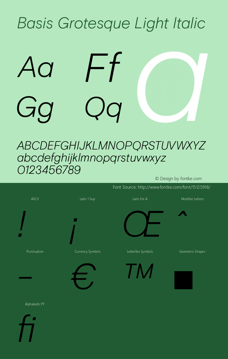 Basis Grotesque Light Italic Version 1.000图片样张