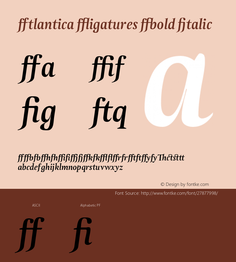 Atlantica Ligatures Bold Italic Version 1.000;PS 001.000;hotconv 1.0.38图片样张