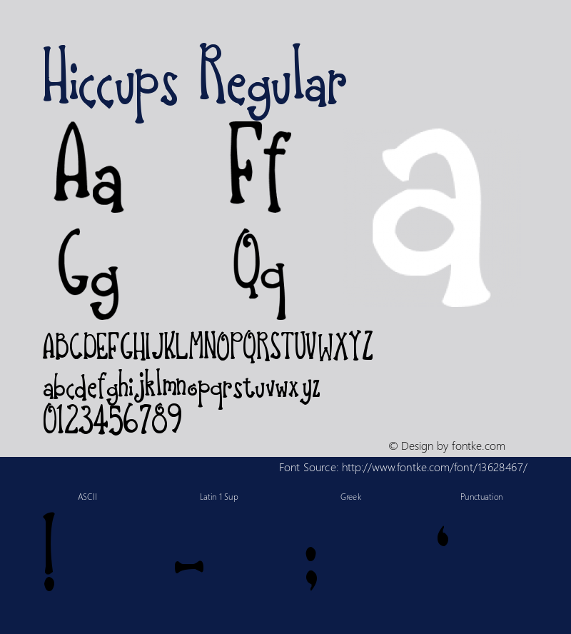Hiccups Regular Version 1.00 September 21, 2005, initial release图片样张