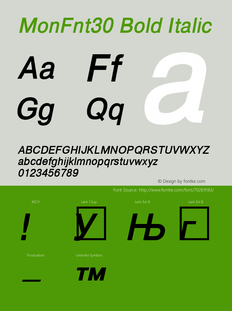 MonFnt30 Bold Italic Version 1.00图片样张