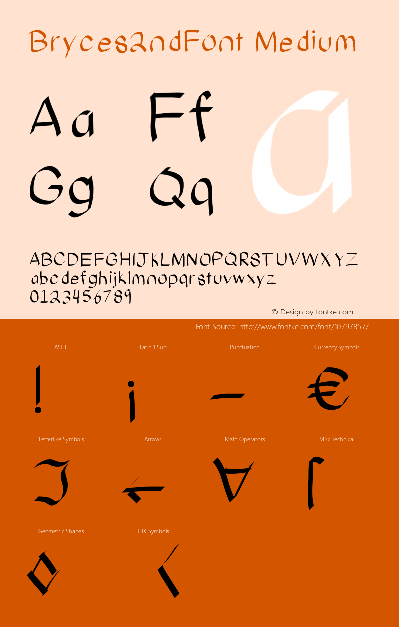 Bryces2ndFont Medium Version 001.000图片样张