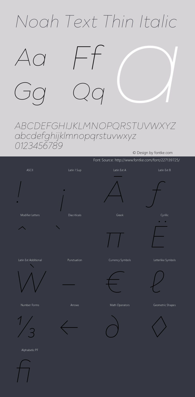 Noah Text Thin Italic Version 1.000图片样张