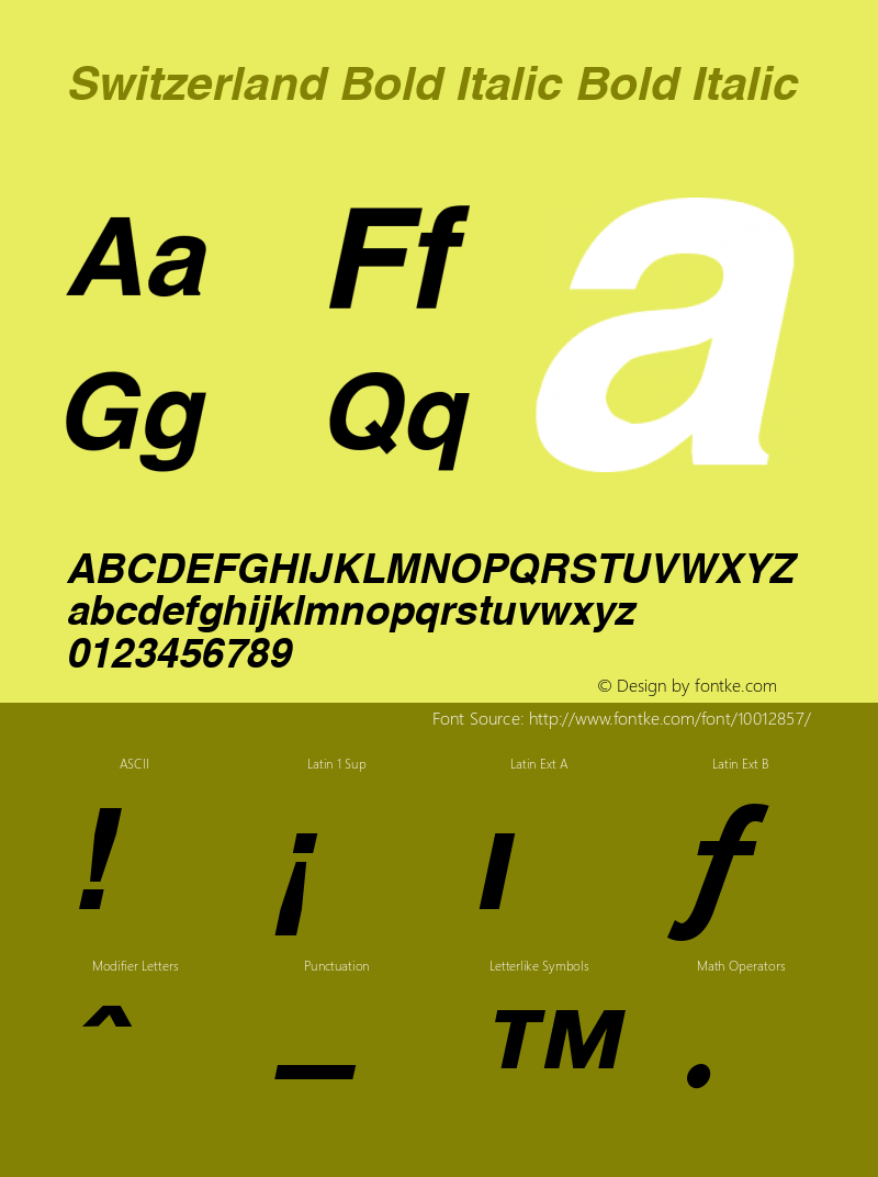 Switzerland Bold Italic Bold Italic v1.00图片样张