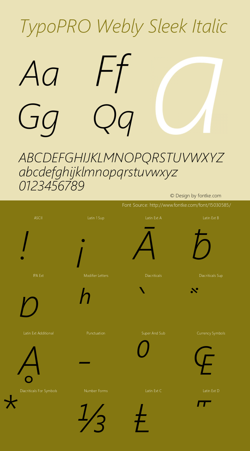 TypoPRO Webly Sleek Italic Version 5.22 January 23, 2013图片样张