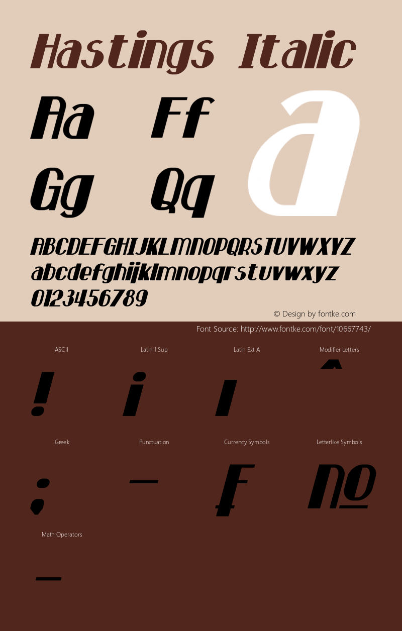 Hastings Italic Version 1.00 March 5, 2015, initial release图片样张