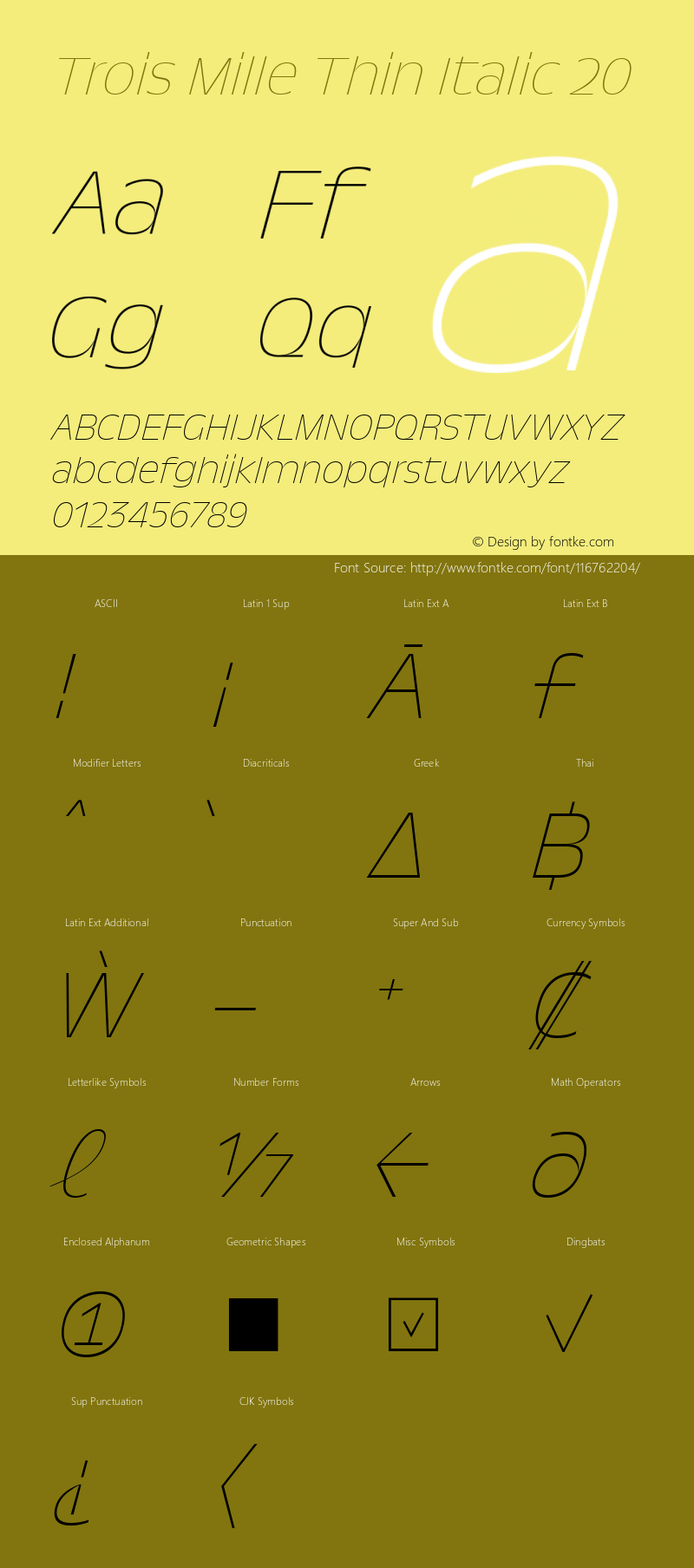 Trois Mille Thin Itl 20 Version 1.000;hotconv 1.0.109;makeotfexe 2.5.65596图片样张