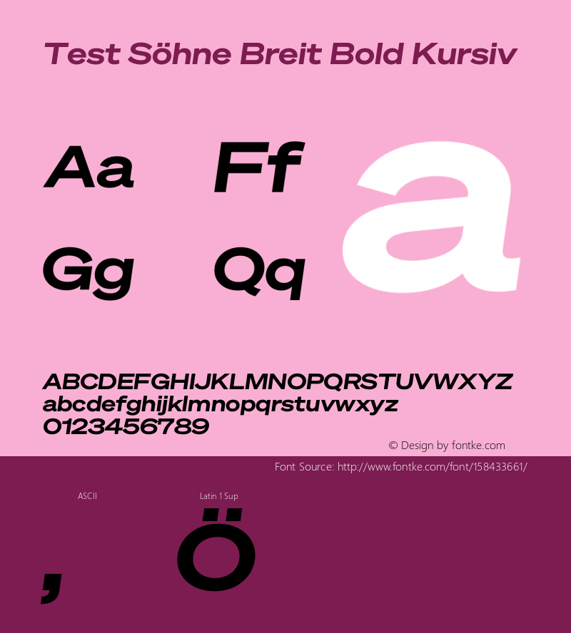 Test Söhne Breit Bold Kursiv Version 1.108;hotconv 1.0.116;makeotfexe 2.5.65601图片样张