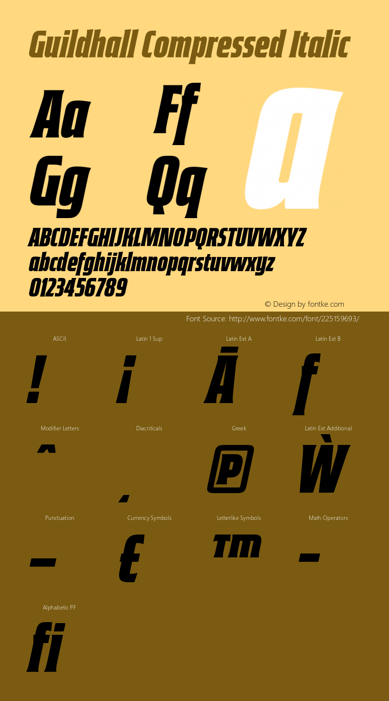 Guildhall Compressed Italic Version 3.000;FEAKit 1.0图片样张
