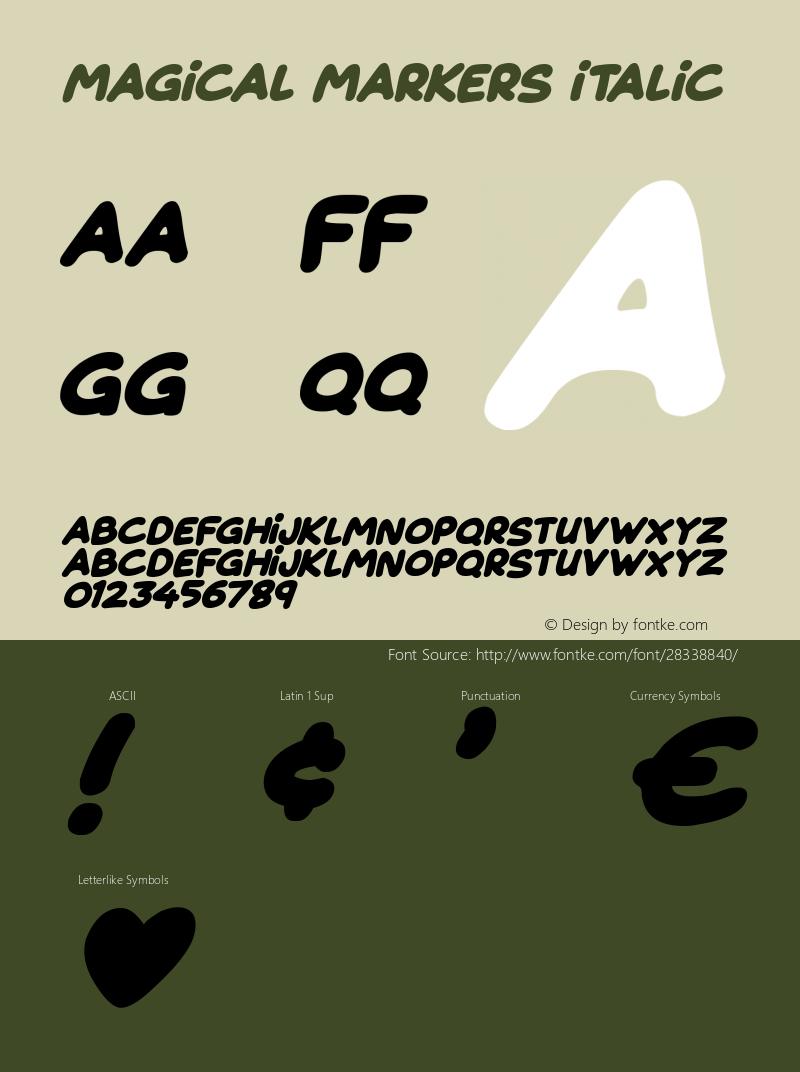 Magical Markers Italic Version 1.00 January 5, 2019, initial release图片样张
