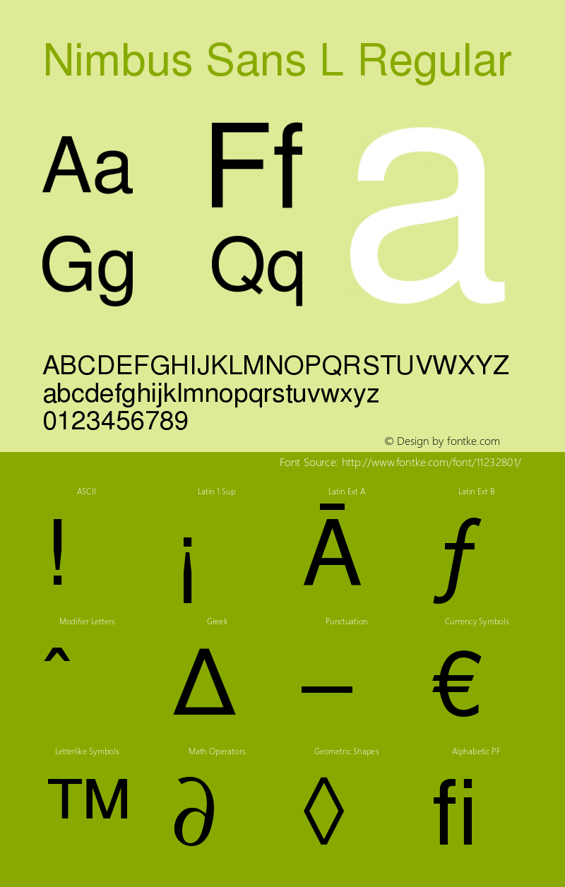 Nimbus Sans L Regular Version 1.05a图片样张