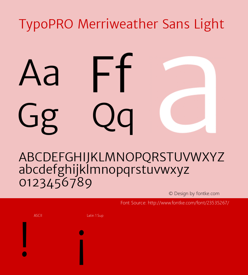 TypoPRO Merriweather Sans Light Version 1.006; ttfautohint (v1.4.1) -l 6 -r 50 -G 0 -x 11 -H 220 -D latn -f none -w 