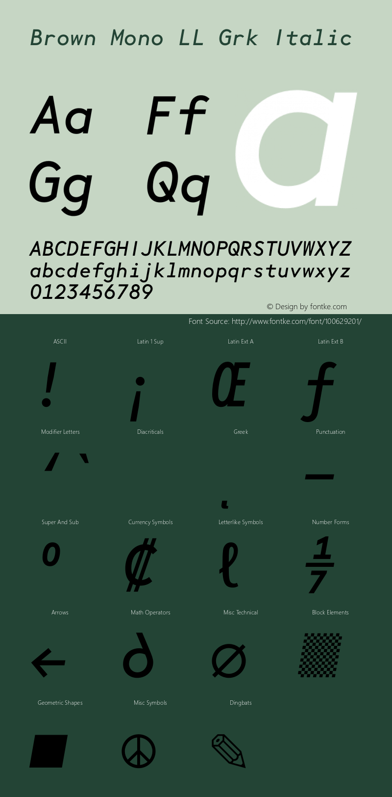 Brown Mono LL Grk Italic Version 4.000; build 0009; wf-rip图片样张