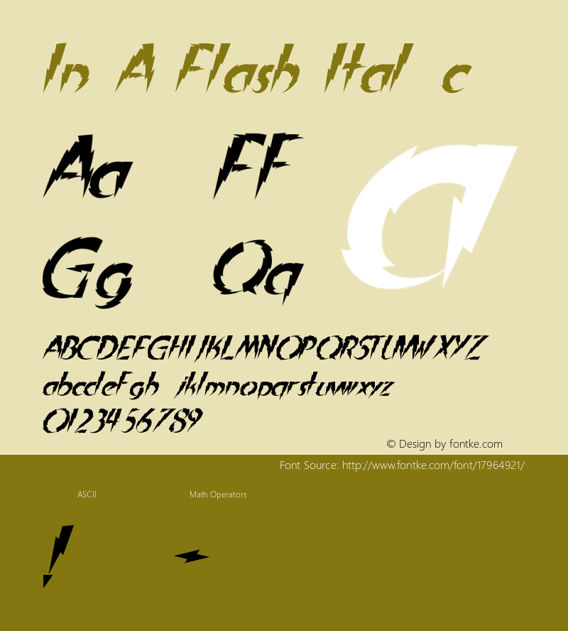 In A Flash Italic Version 2002; 1.0, initial r图片样张