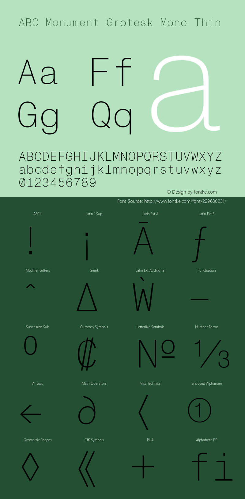 ABC Monument Grotesk Mono Thin Version 2.001图片样张