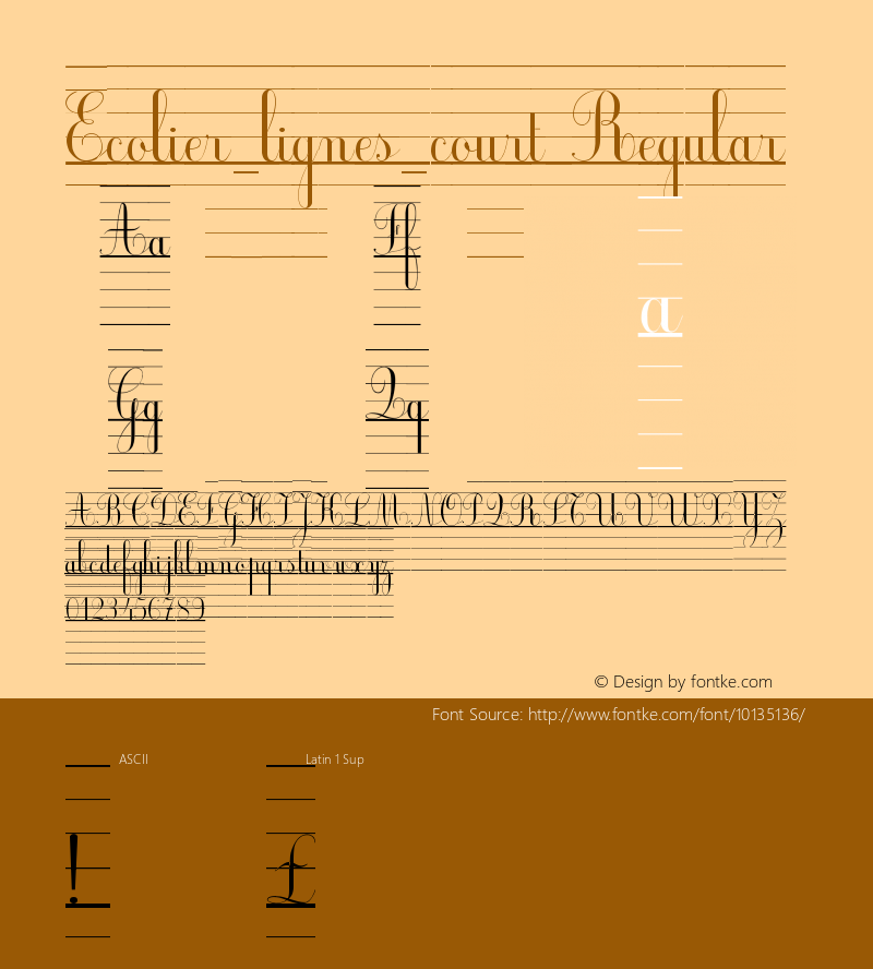 Ecolier_lignes_court Regular Version 1.00图片样张