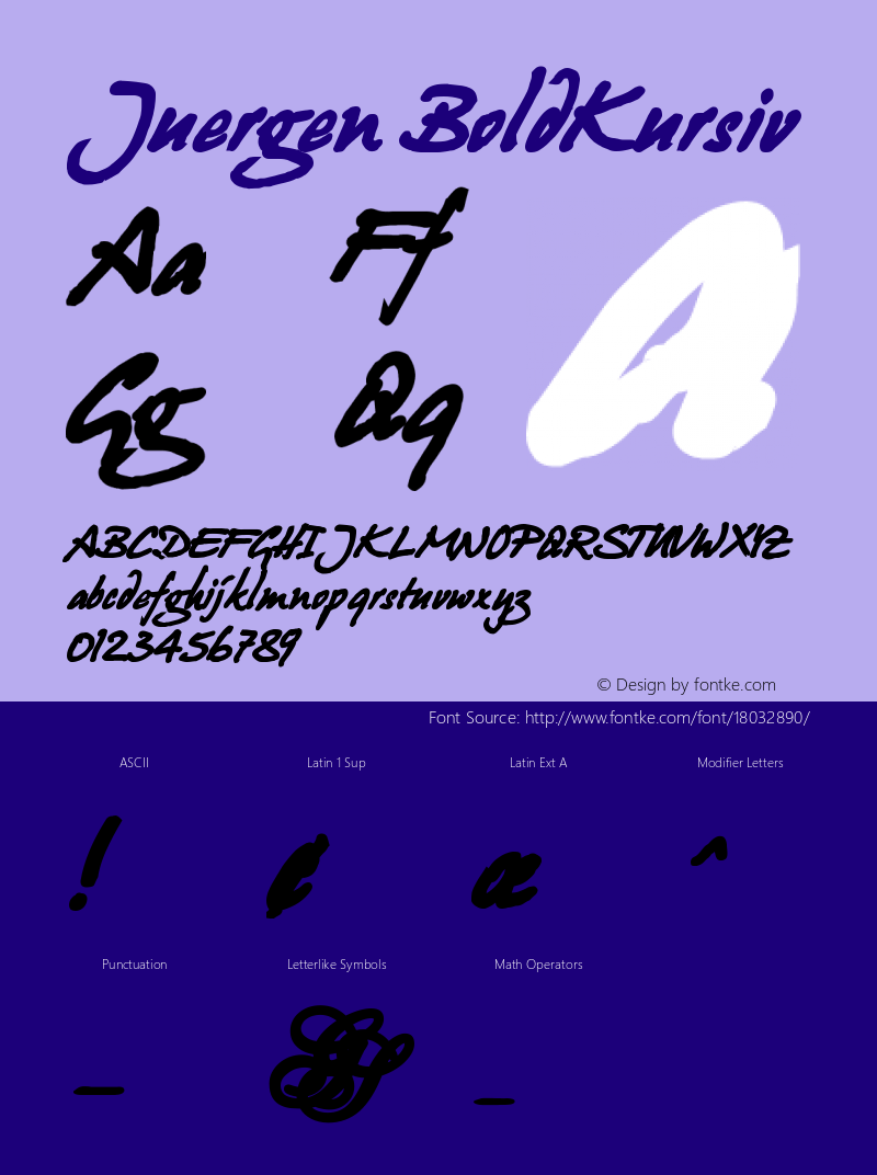 Juergen BoldKursiv Version 2.2; 1999图片样张