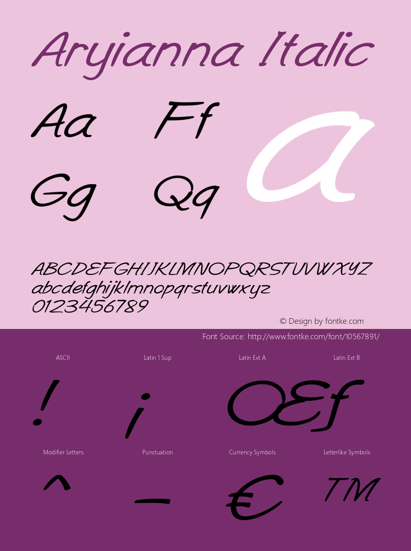 Aryianna Italic Version 1.000图片样张