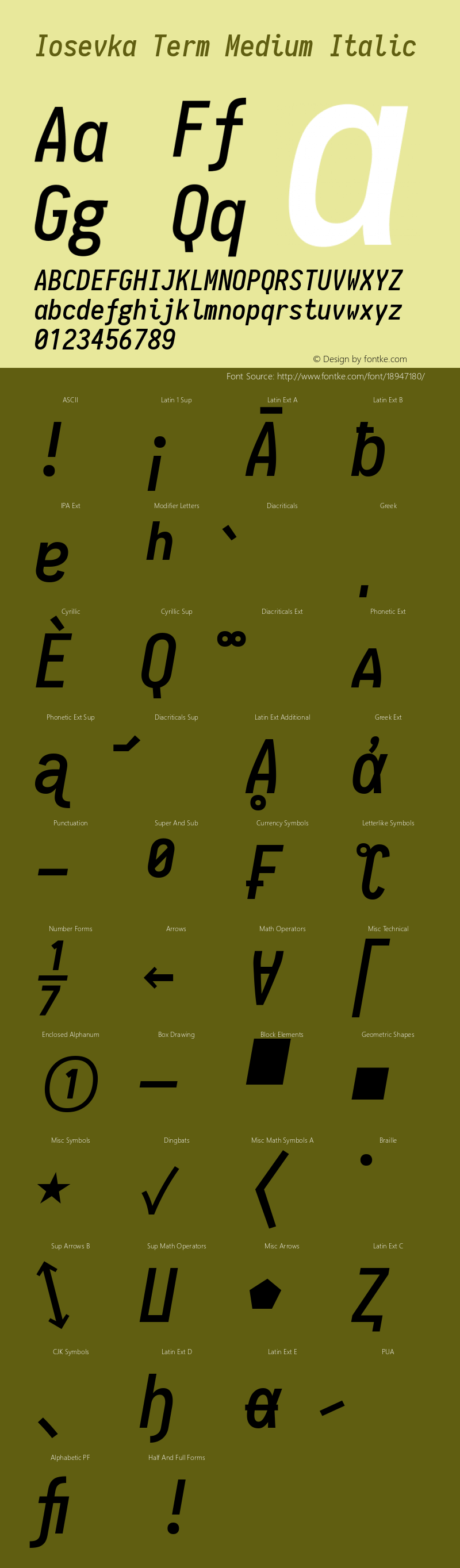 Iosevka Term Medium Italic 1.11.2; ttfautohint (v1.6)图片样张