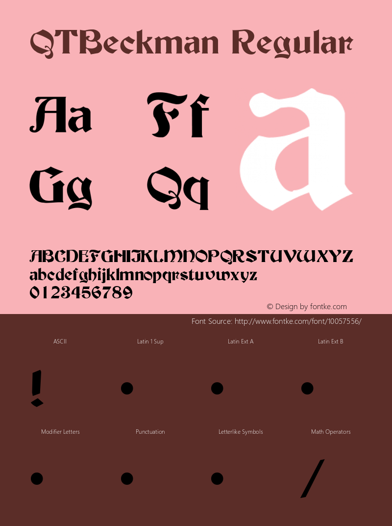 QTBeckman Regular QualiType TrueType font  10/5/92图片样张