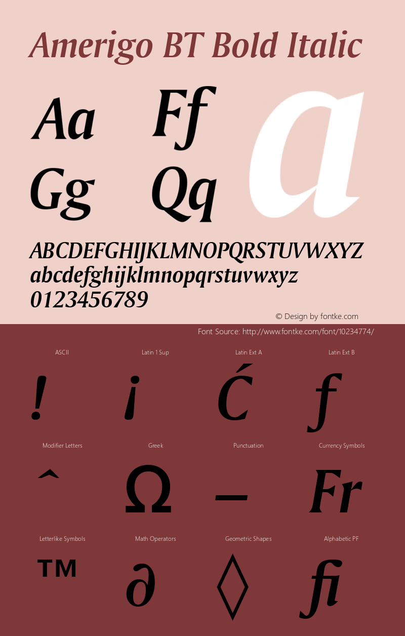 Amerigo BT Bold Italic Version 1.01 emb4-OT图片样张