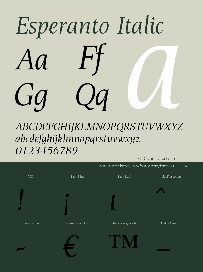 Esperanto Italic Macromedia Fontographer 4.1.4 01‐11‐17图片样张