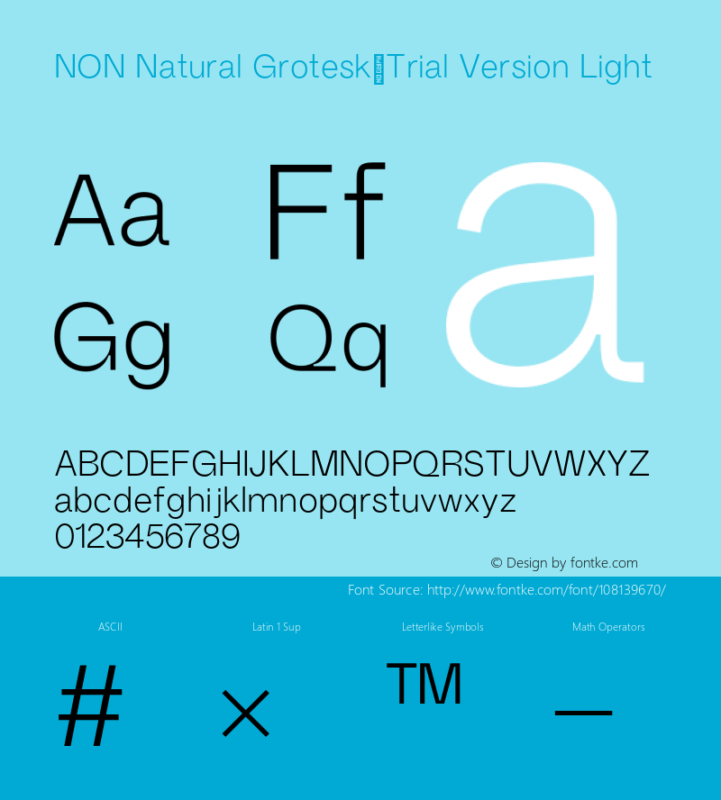 NON Natural Grotesk_Trial Version Light Version 1.000;hotconv 1.0.109;makeotfexe 2.5.65596图片样张