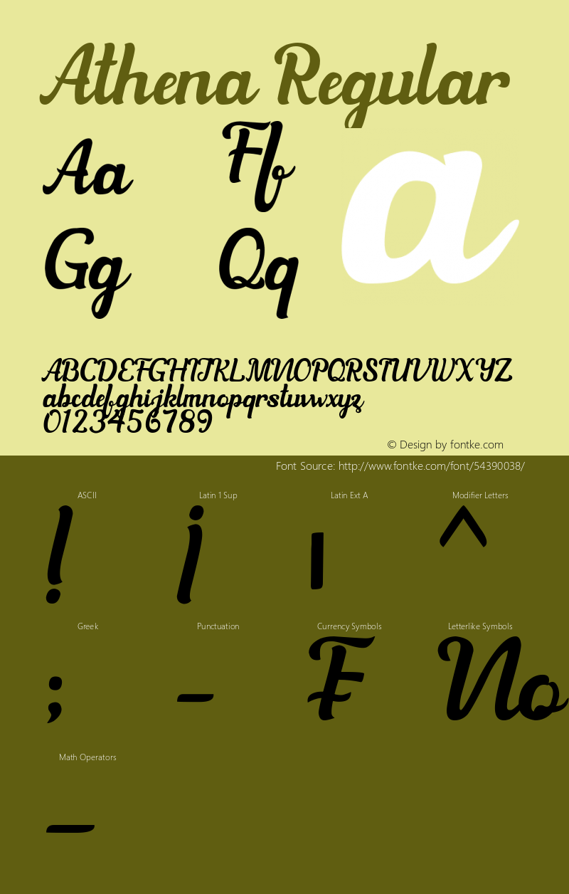 Athena Version 1.00;December 9, 2019;FontCreator 11.5.0.2430 64-bit图片样张