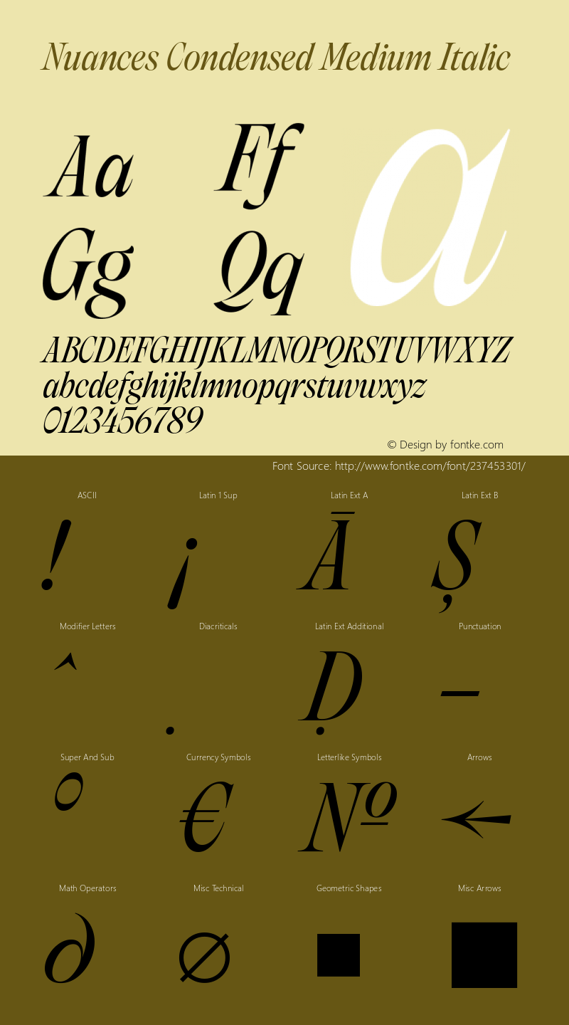 Nuances Condensed Medium Italic Version 1.001图片样张