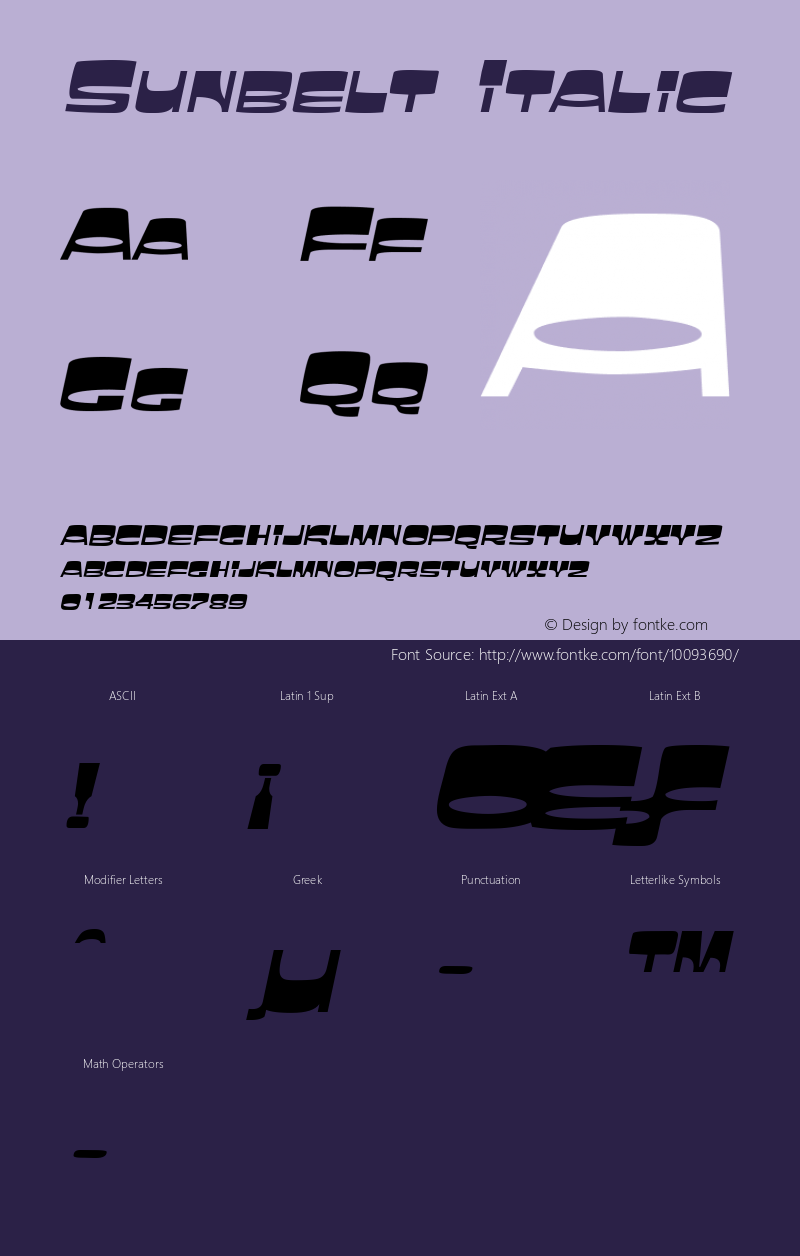 Sunbelt Italic The IMSI MasterFonts Collection, tm 1995, 1996 IMSI (International Microcomputer Software Inc.)图片样张