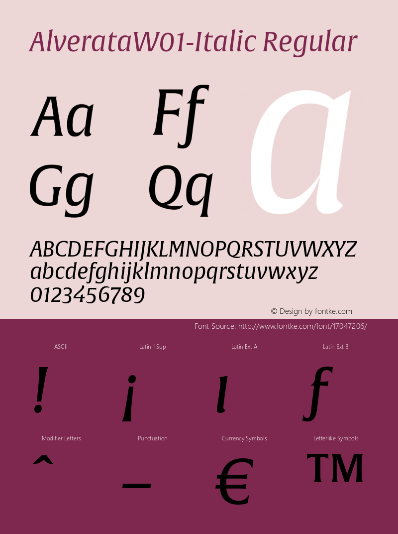 AlverataW01-Italic Regular Version 1.10图片样张