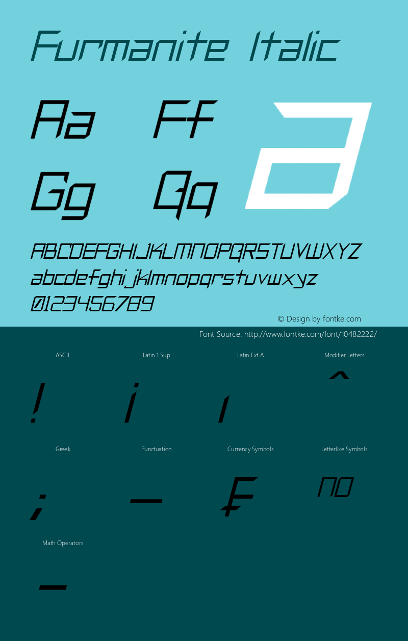 Furmanite Italic Version 1.00 April 19, 2013, initial release图片样张