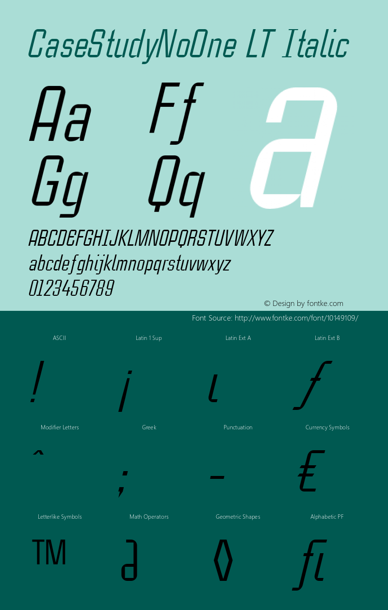 CaseStudyNoOne LT Italic Version 001.001图片样张