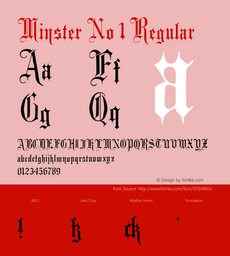 Minster No 1 Regular Version 1.0; 2002; initial release图片样张