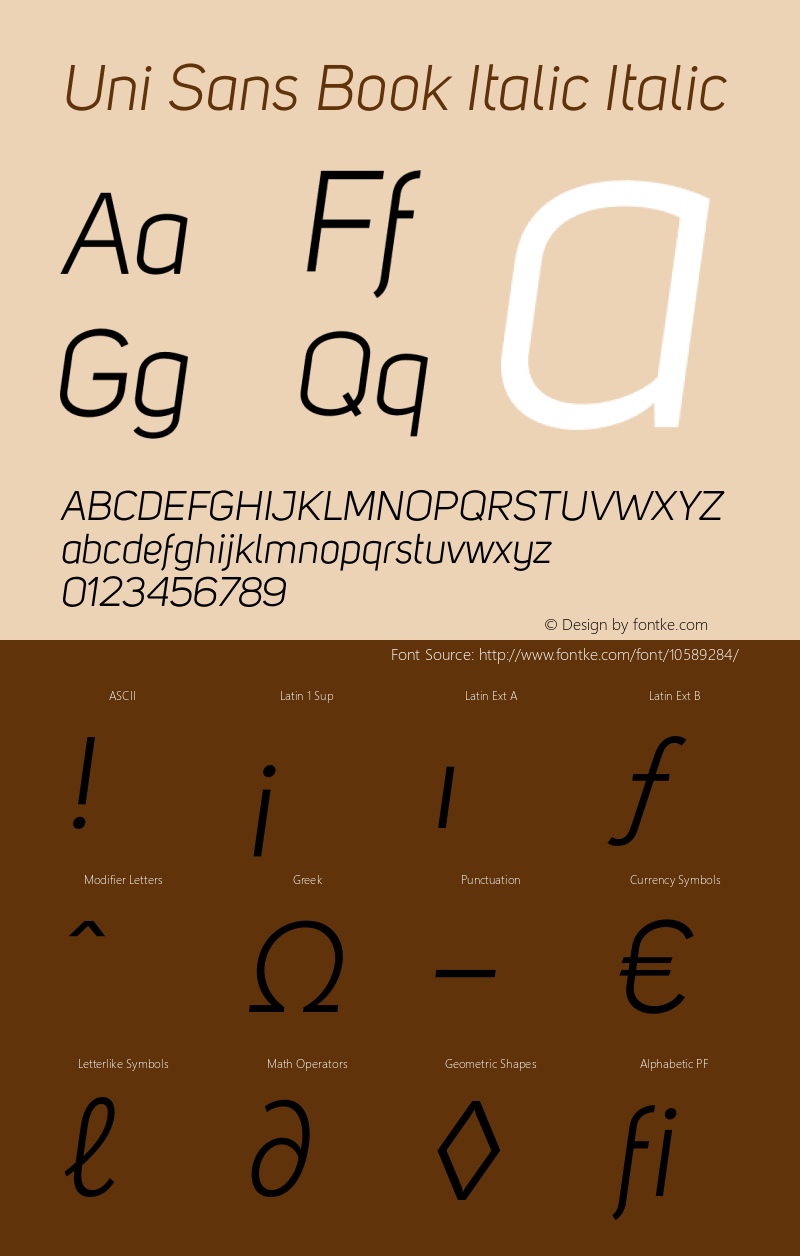 Uni Sans Book Italic Italic Version 001.001图片样张