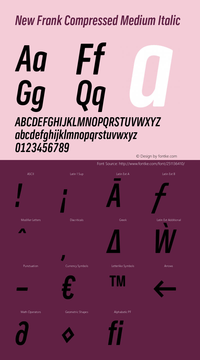 New Frank Compressed Medium Italic Version 2.101;FEAKit 1.0图片样张