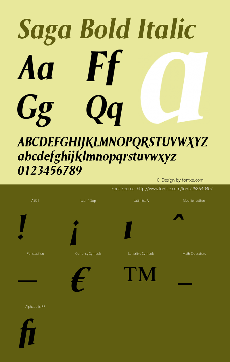 Saga Bold Italic Version 1.00图片样张