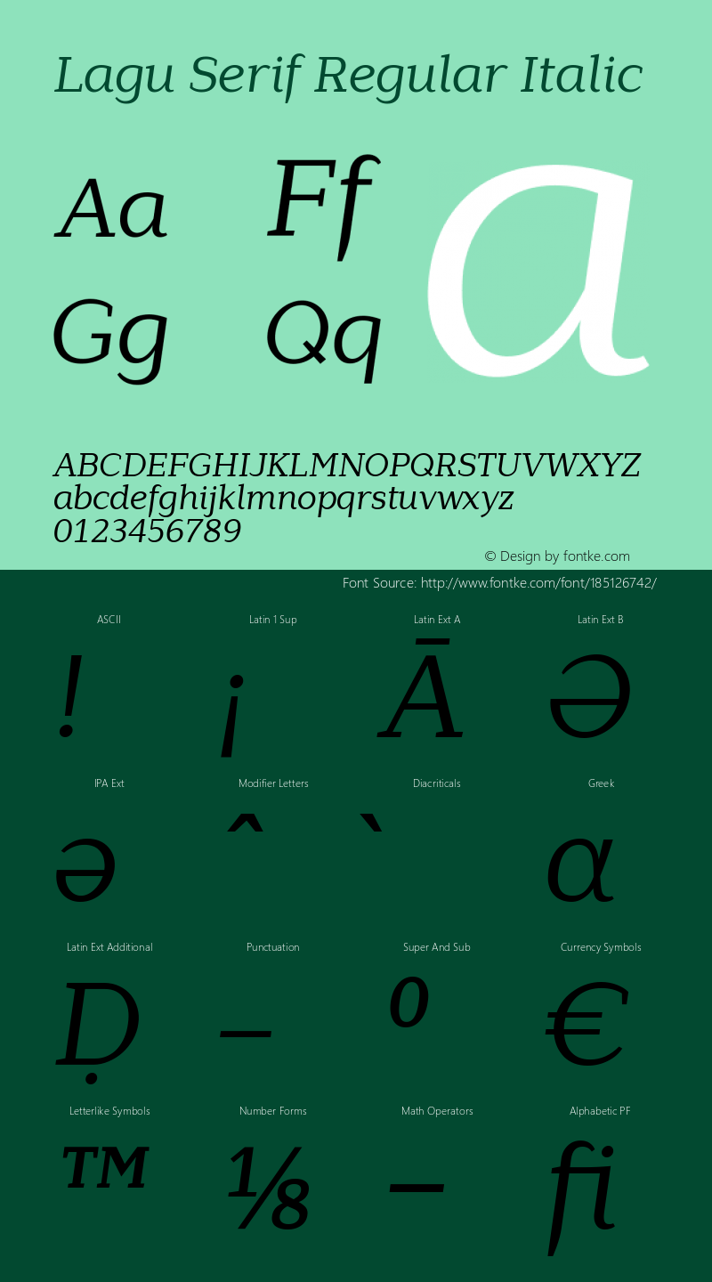 LaguSerif-RegularItalic Version 1.000;PS 001.000;hotconv 1.0.88;makeotf.lib2.5.64775图片样张