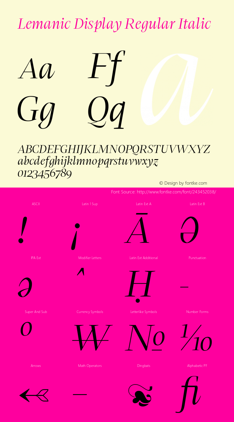 Lemanic Display Regular Italic Version 1.000 | web-ttf图片样张