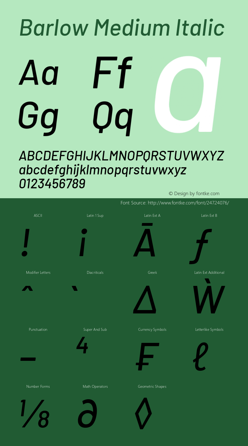 Barlow Medium Italic Version 1.208图片样张