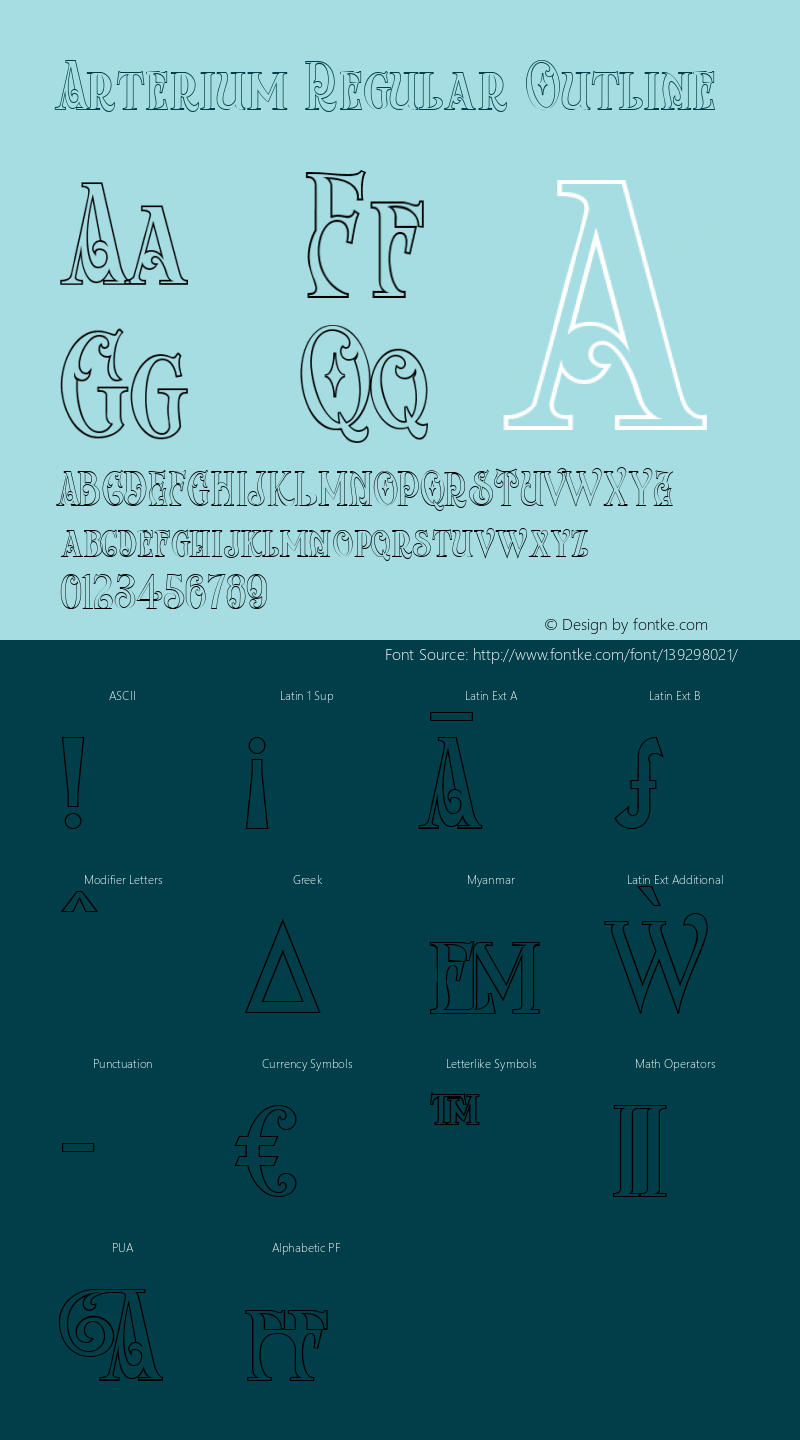 Arterium Regular Outline Version 1.000图片样张