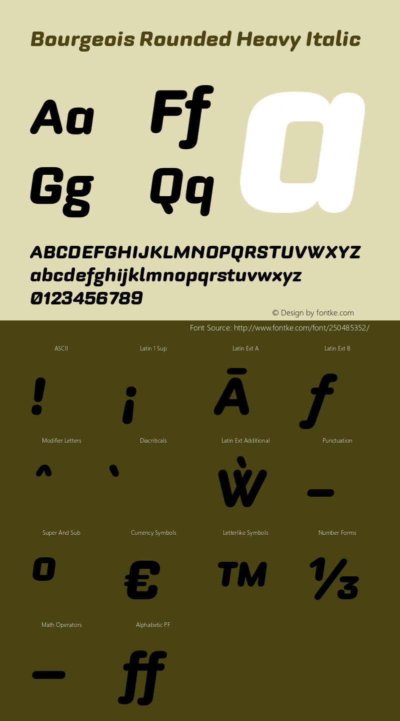 Bourgeois Rounded Heavy Italic Version 1.000;PS 001.000;hotconv 1.0.88;makeotf.lib2.5.64775图片样张