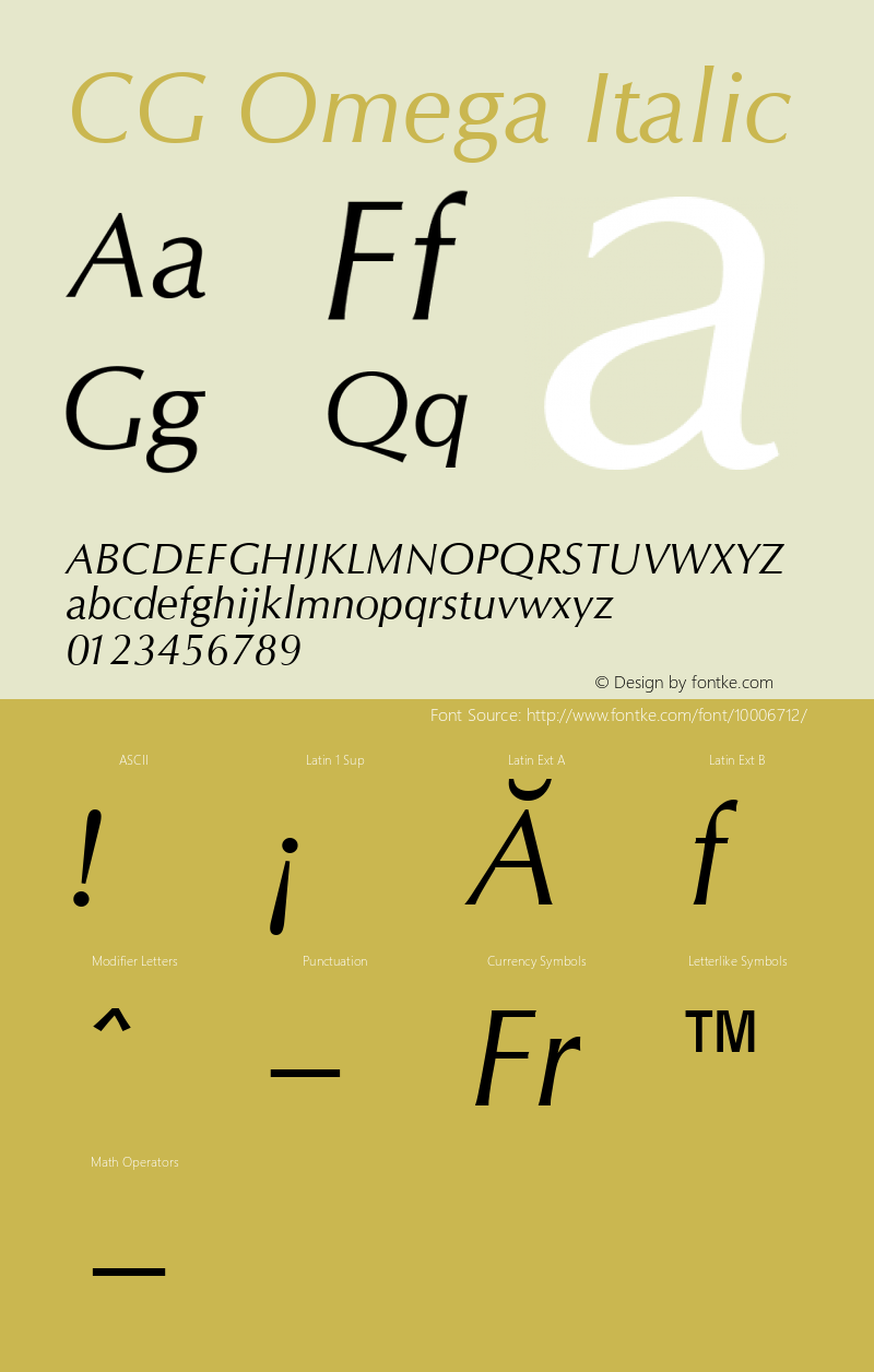 CG Omega Italic Version 1.02a图片样张