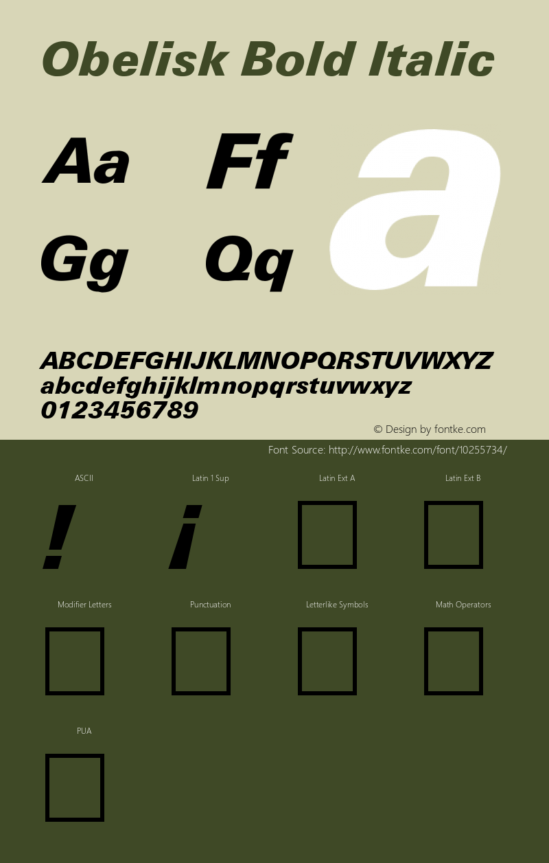 Obelisk Bold Italic Rev. 002.001图片样张