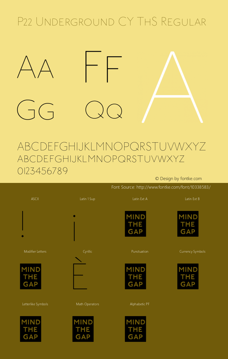 P22 Underground CY ThS Regular Version 1.000;PS 1.000;hotconv 1.0.50;makeotf.lib2.0.16970图片样张