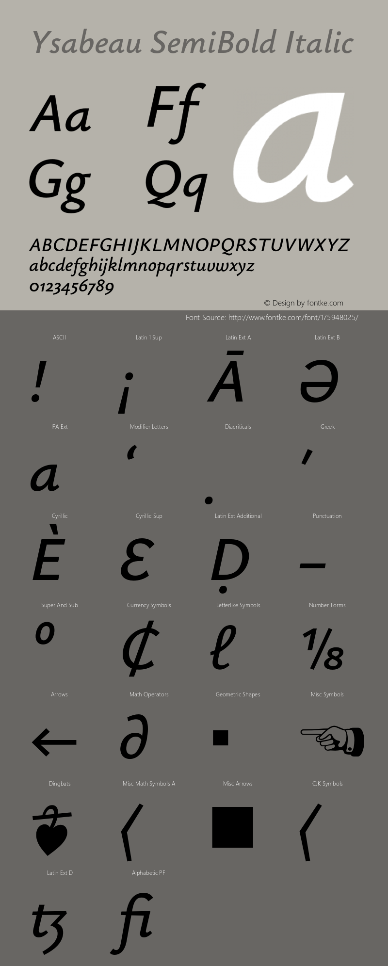 Ysabeau SemiBold Italic Version 0.021;FEAKit 1.0图片样张