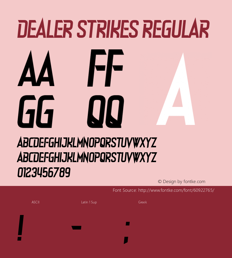 Dealer Strikes Version 1.00;April 9, 2020;FontCreator 11.5.0.2430 64-bit图片样张