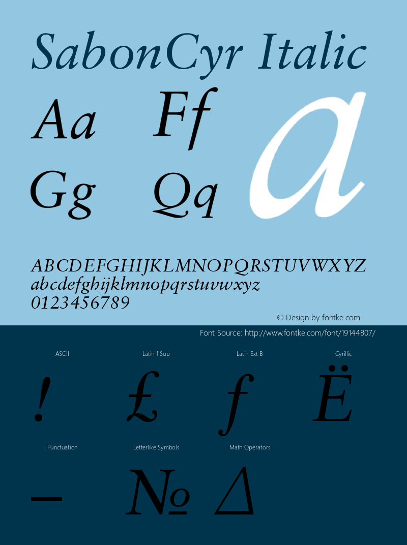 SabonCyr-Italic Version 001.000图片样张