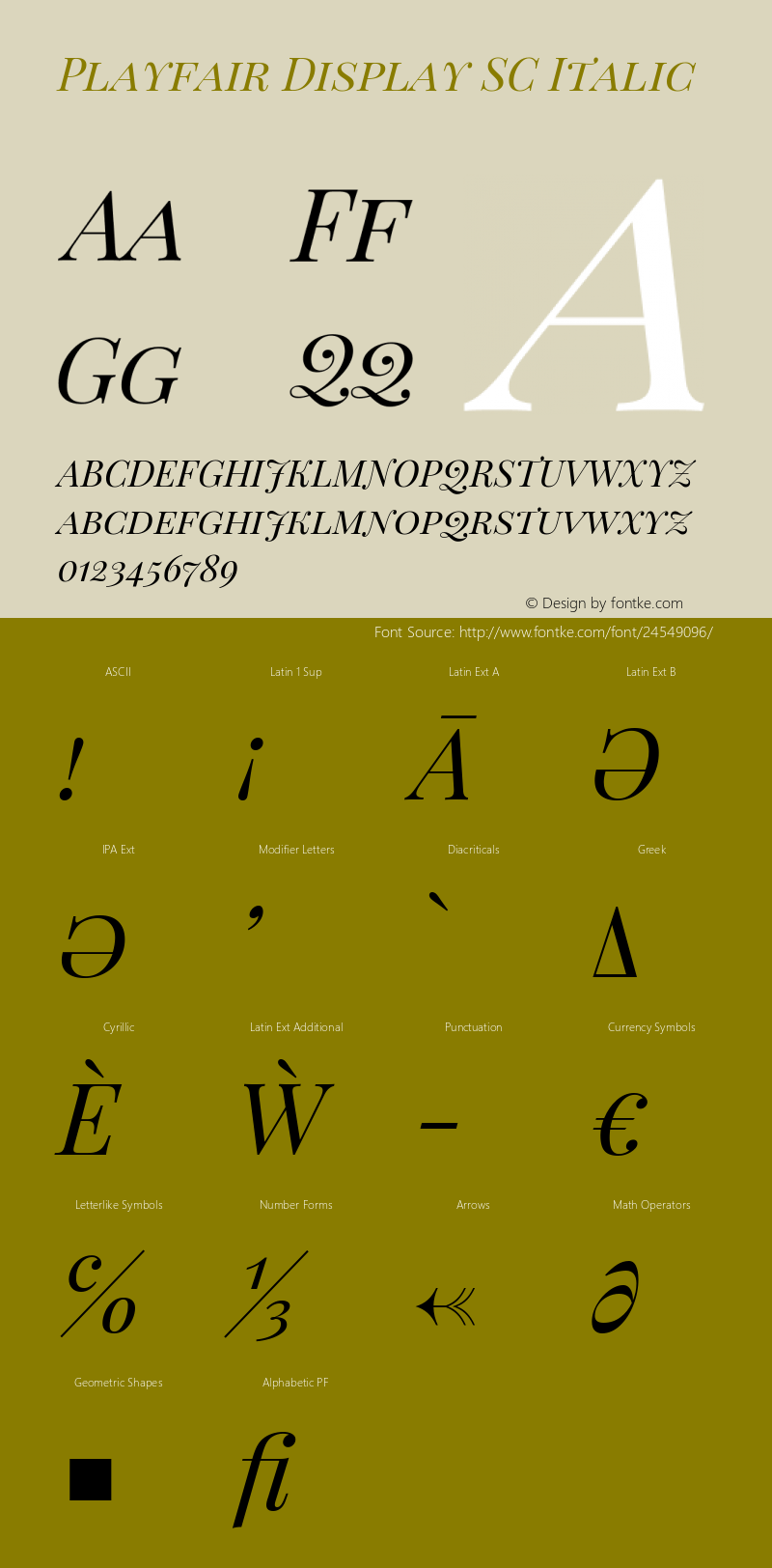 Playfair Display SC Italic Version 1.200; ttfautohint (v1.6)图片样张